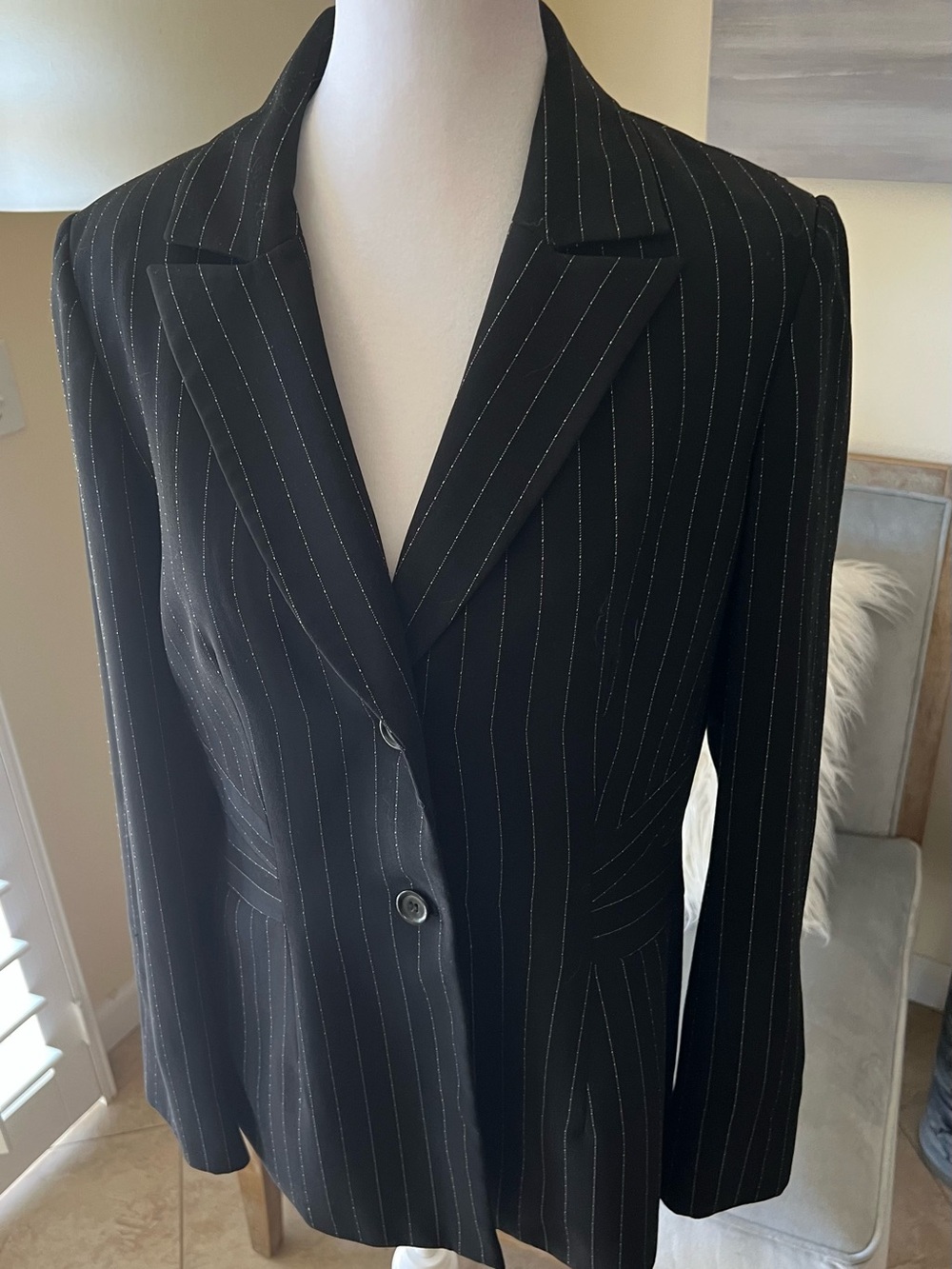🌸Liz Claiborne Retro Style Black Pinstripe Women's Blazer